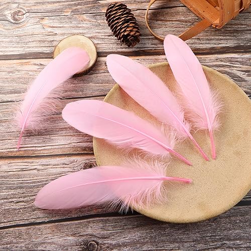 Miniatura 2 de Ballinger Plumas de ganso rosa para manualidades, 120 plumas de ganso de 6 a 8 pulgadas a granel para manualidades, alas de ángel, atrapasueños y