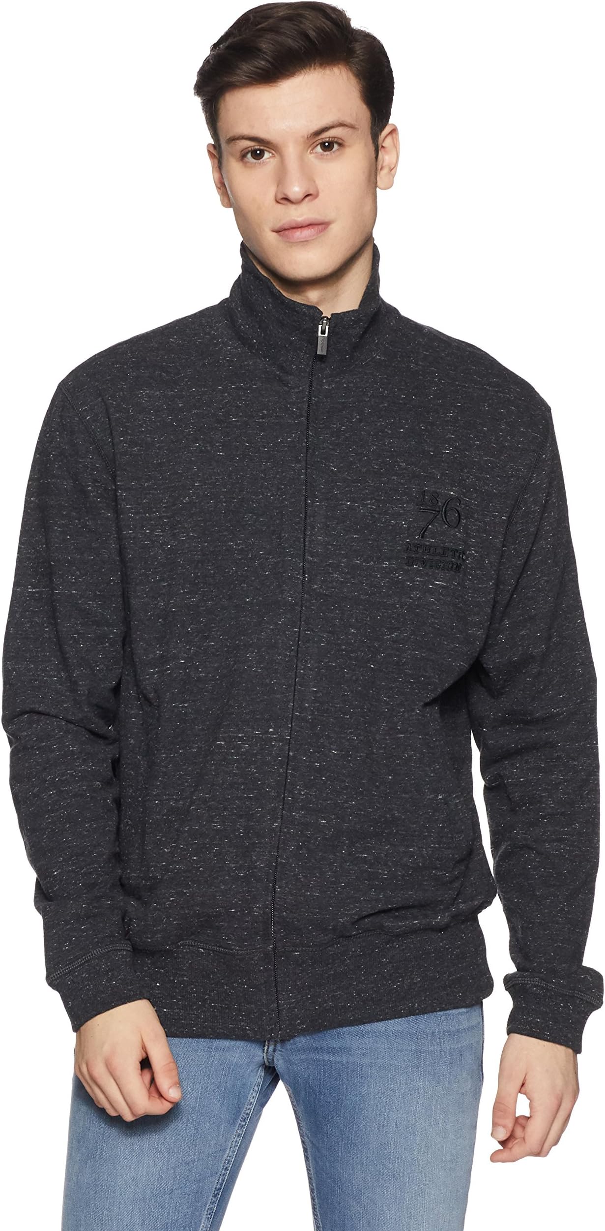 Jockey Men's Track Jacket (2730-01_Black Snow Melange_XL)