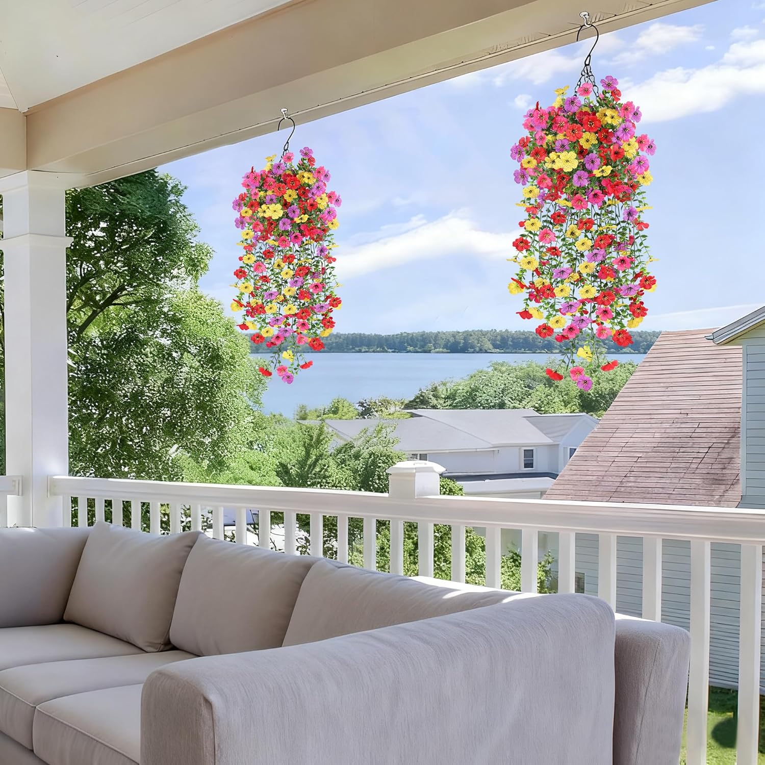 Artificial Flowers for Outdoors, UV Resistant 2 Bundles Fake Silk Flowers for Outside, Realistic Faux Plants for Hanging Baskets, Planters - Porch, Patio, Yard Décor (Mix) - Image 6