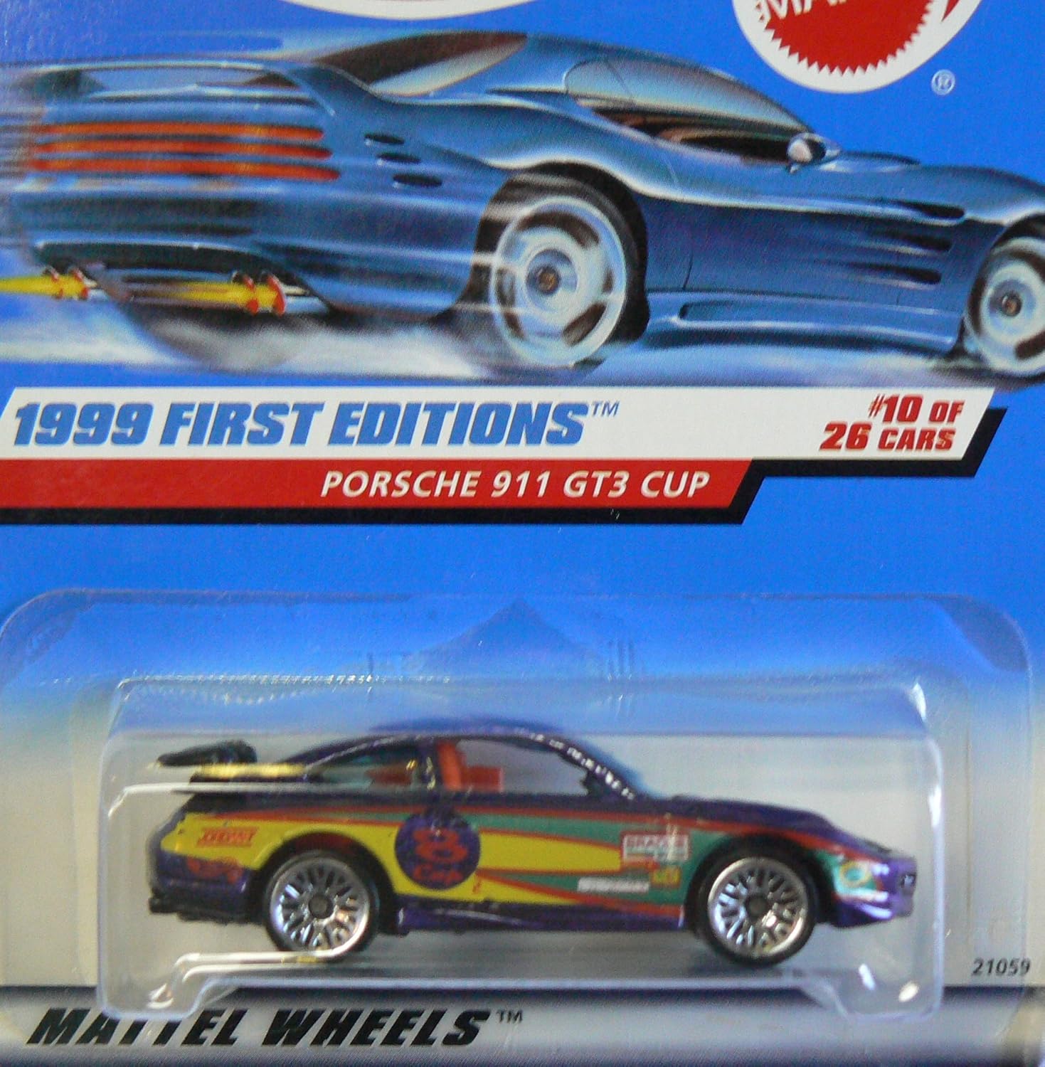 Hot Wheels 1999 First Editions 1:64 Scale Purple Porsche 911 GT3 Cup Die Cast Car #010