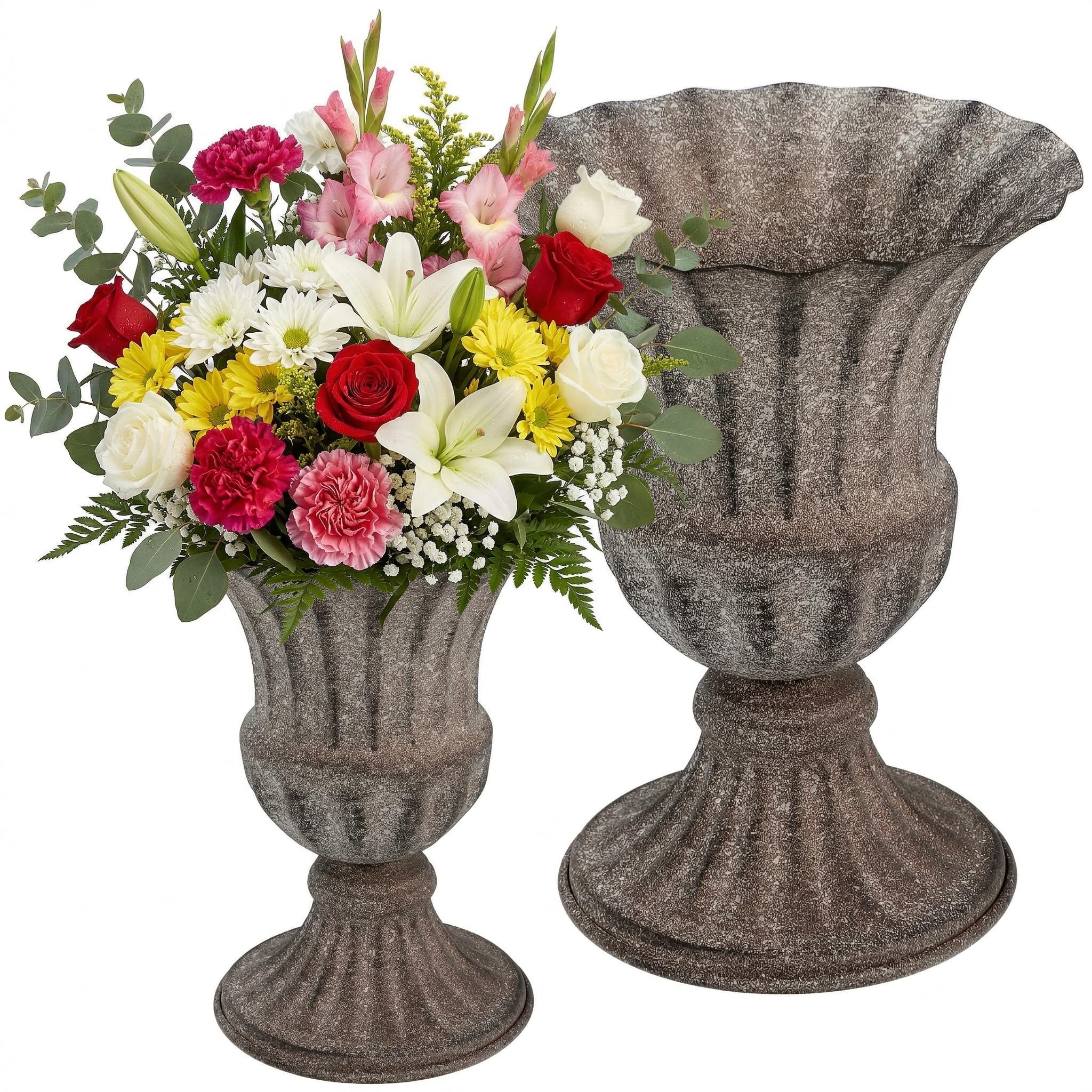 Petit vase en métal Veemoon de 15,2 cm gris foncé pour arrangements floraux vintage