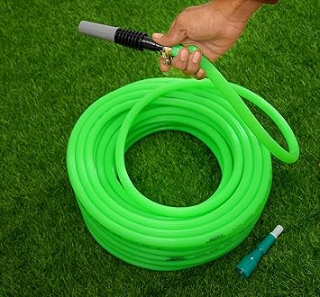 Vanik Extra Super Lining Pipe 0.5 inch 5 meter long PVC Green Water Pipe| Lightweight, Heavy Duty, Durable & Flexible| Hose with Accessories & Clamps| Watering Garden, Cleaning, Outdoor-Indoor Use