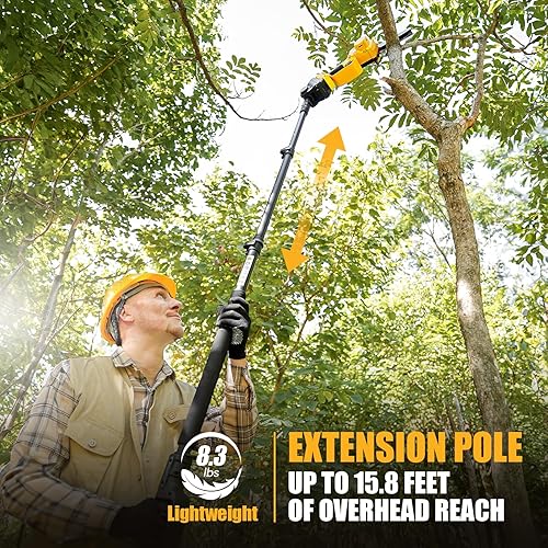 Miniatura 6 de Takuoo Sierra de poste inalámbrica y mini motosierra, motosierra eléctrica 2 en 1 sin escobillas con 2 baterías de 21 V 4.0 Ah, corte de 6 pulgadas,