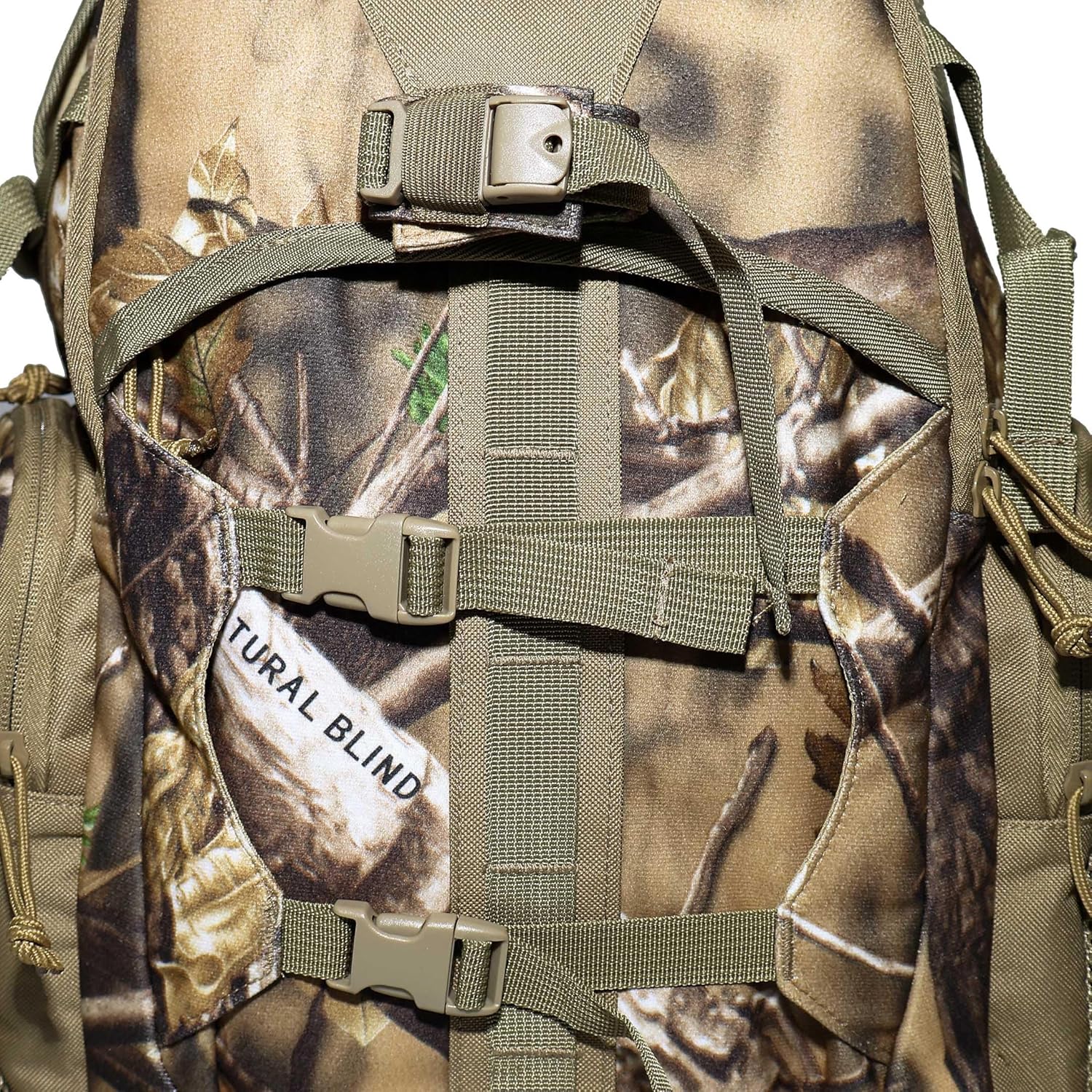 AUSCAMOTEK 30L Hunting Backpack with Tucked-Away Shotgun Sling and Waterproof Blaze Orange Cover, Water-Resistant Woodland Camo Gear Bag for Outdoor Activities