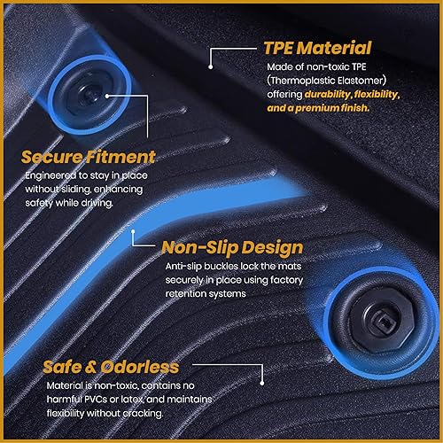 Miniatura 3 de orealtrend Alfombrillas de coche compatibles con Toyota Camry 7th 2012-2017, TPE para todo tipo de clima, resistente a derrames, antideslizante,