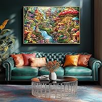 Vista 4 de Rompecabezas de hongos de fantasía para adultos, 1000 piezas, colorido rompecabezas de cabaña de hadas para adultos, imposible, difícil, Hongo