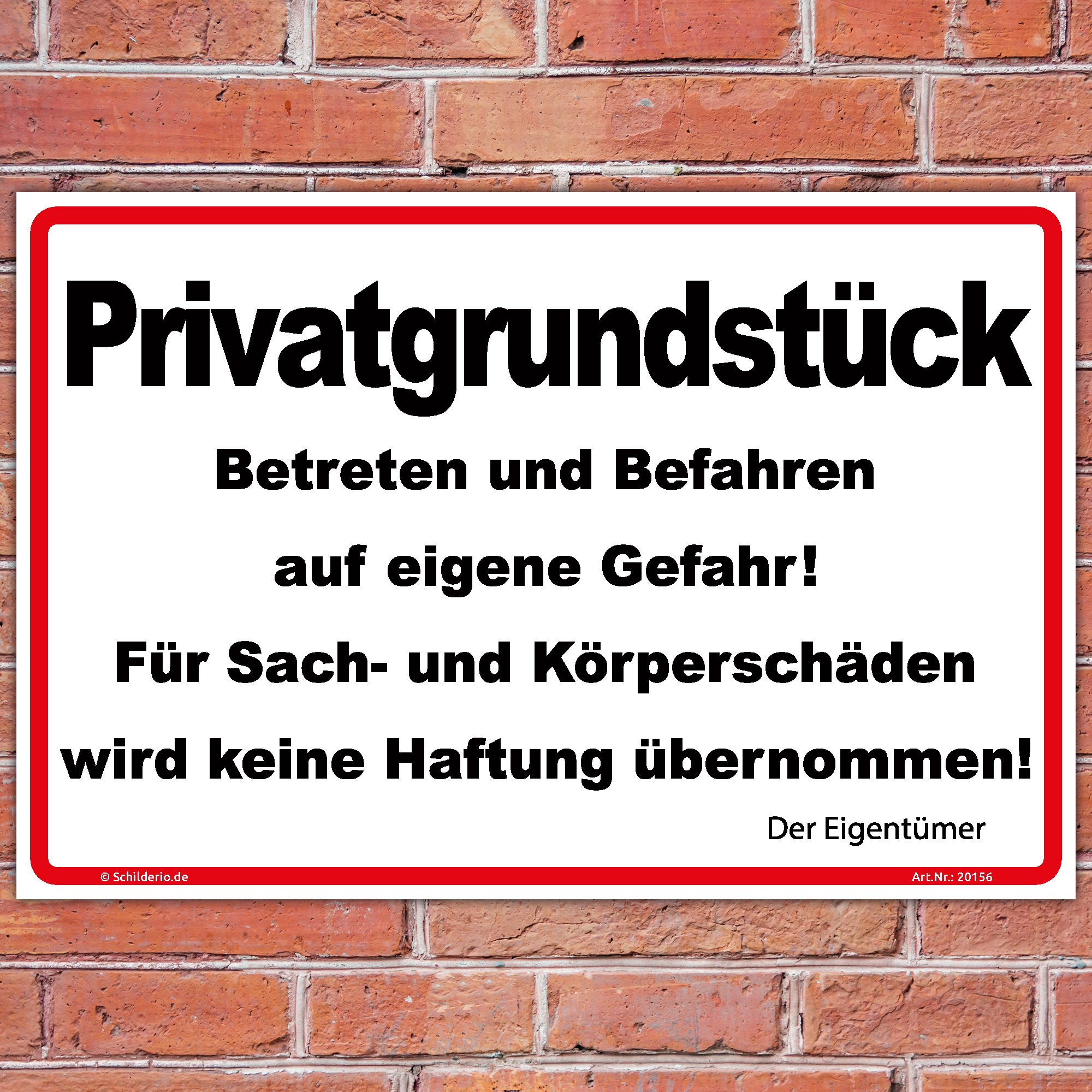Schild Privatgrundstück Betreten und Befahren Hinweisschild 600x400mm stabile Aluminiumverbundplatte 3mm stark inkl. 4 Eckbohrungen
