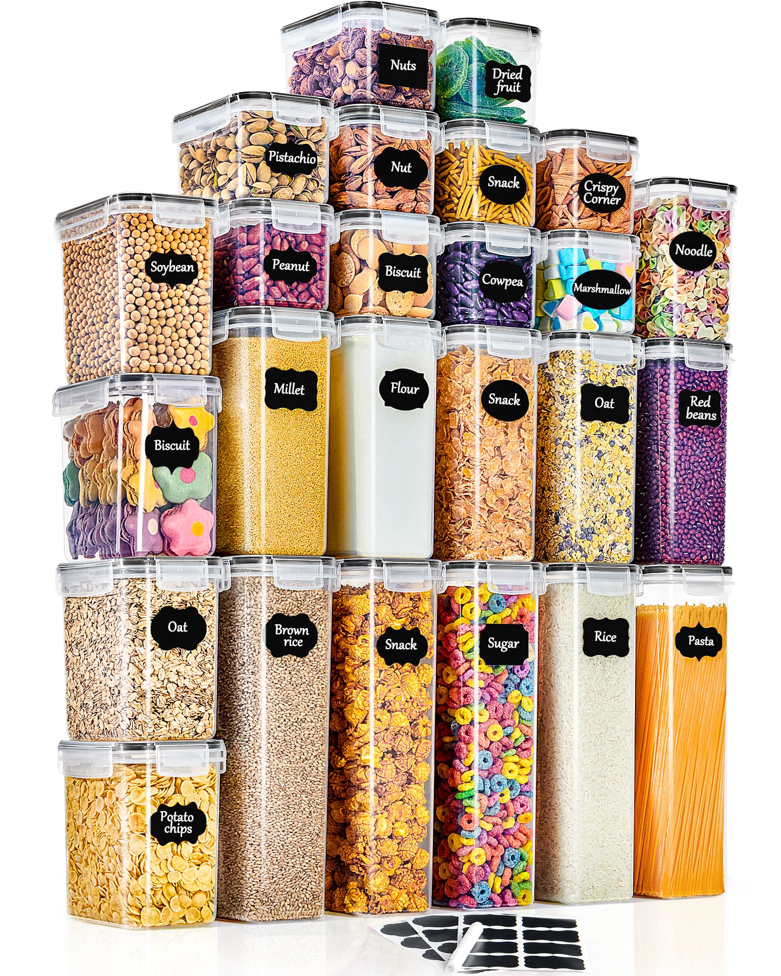 GoMaihe Vorratsdosen 25 Set Aufbewahrungsbox Küche Organizer, Luftdicht Vorratsbehälter Plastik mit Deckel, Vorratsdose für Müsli Mehl Kaffeebohnen Cornflakes Spaghetti Aufbewahrung