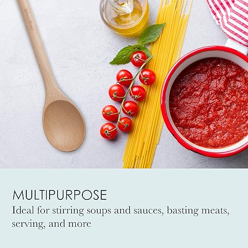 Miniatura 3 de Chicago Metallic Cuchara de madera de haya ideal para remover sopas y salsas, cuenta con agujero para colgar para un almacenamiento cómodo, 2.36 x