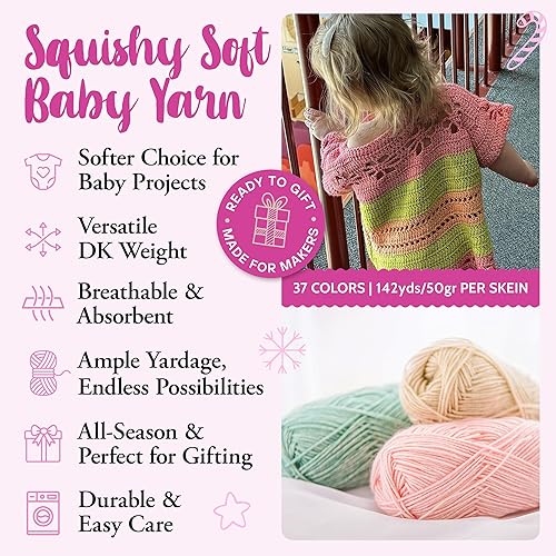 Miniatura 2 de Cotton to The Core - Hilo de algodón para ganchillo, paquete de 6 (852 yardas300G), patrones gratuitos, apto para principiantes, hilo suave para