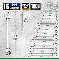 Vista 3 de SK Reversible Ratcheting Wrench Set, Combination Wrench Set, 16-Piece, Metric, 72-Tooth, Premium CR-V Construction, with Rolling Pouch