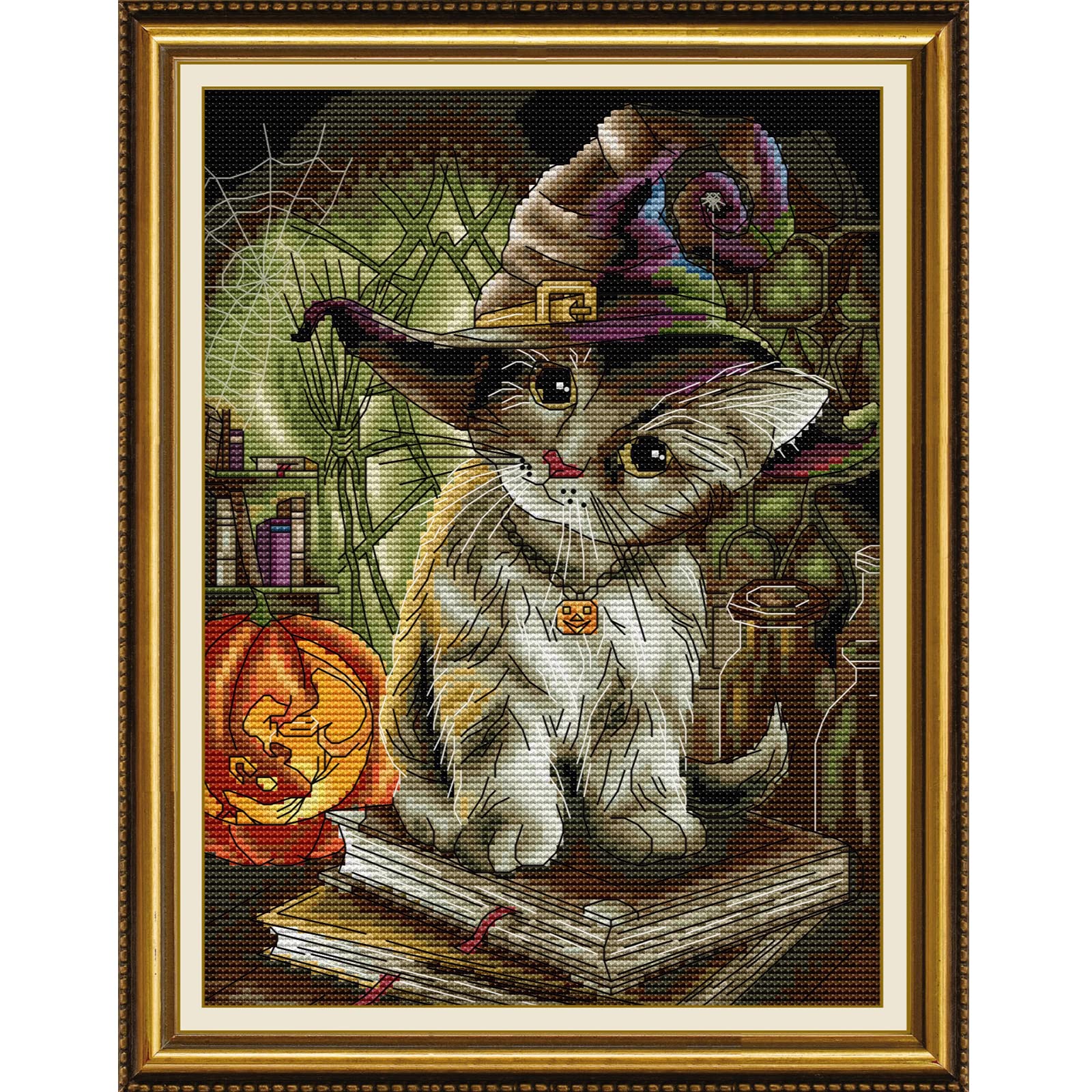 Svarog Kreuzstich-Set Für Anfänger – Cat Wizard Motiv, 44 X 45 Cm, Inkl. Allem