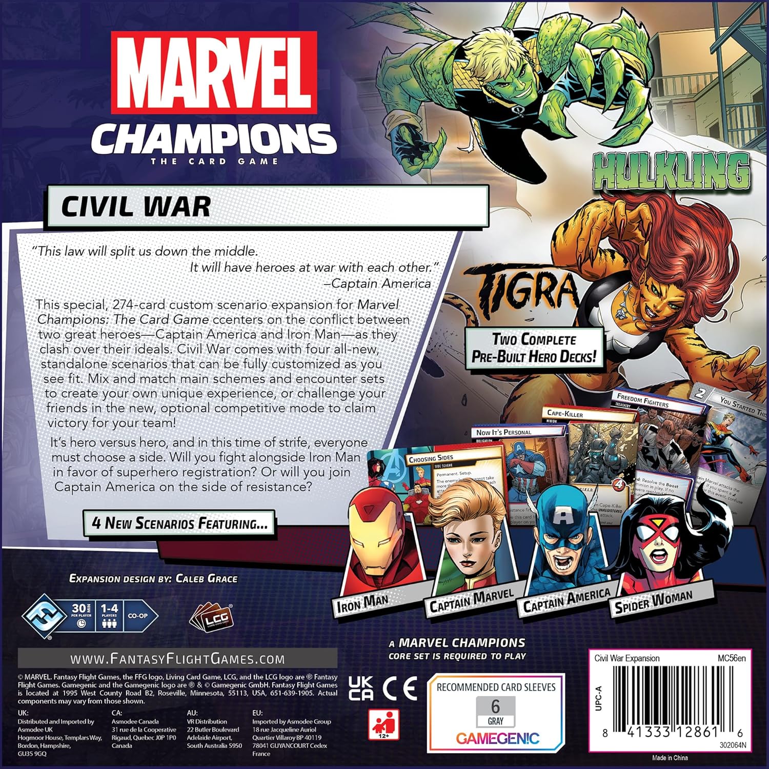 Asmodee Marvel Champions The Card Game Civil War Expansion - New Villainous Heroes & Customizable Scenarios, Cooperative Strategy Game for Kids & Adults, Ages 14+, 1-4 Players, 45-90 Min Playtime