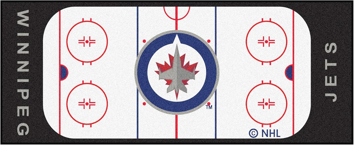 NHL Winnipeg Jets Runner Rug Logo Hockey Rink Floor Accent, Area Rugs