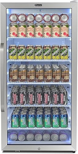 Whynter CBM-815WS - Puerta y cerradura superiluminada de acero inoxidable de 8.1 pies cúbicos - Refrigerador de bebidas comercial blanco, plateado