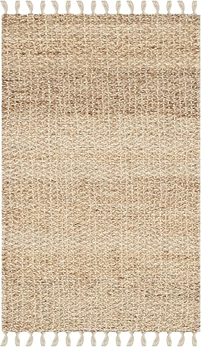 Miniatura 2 de SAFAVIEH Natural Fiber Collection - Alfombra decorativa de 3 x 5 pies, natural, hecho a mano, yute con flecos, ideal para zonas de alto tráfico en