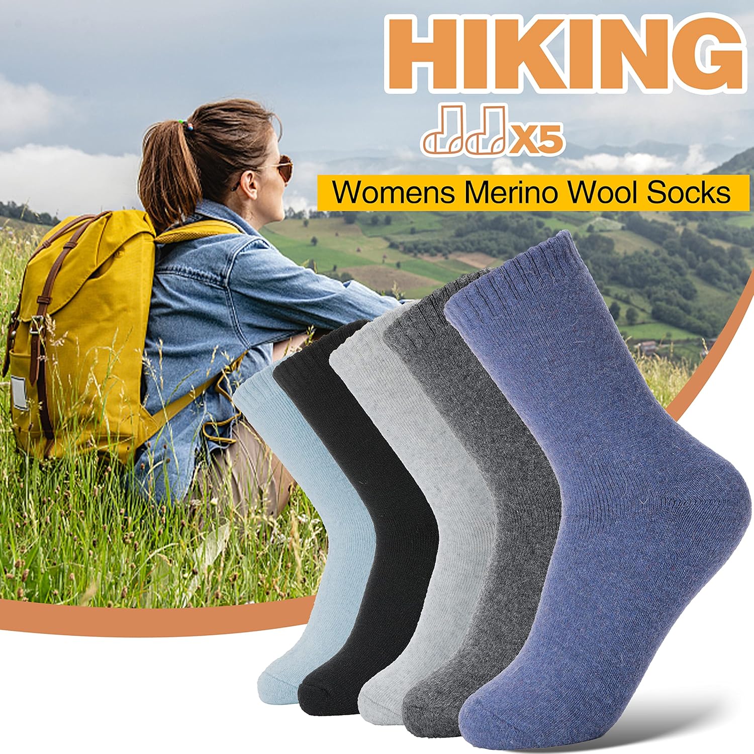 ANTSANG Merino Wool Socks for Women Hiking Thermal Warm Thick Winter Boot Crew Cozy Cabin Work Soft Ladies Socks 5 Pairs - Image 5
