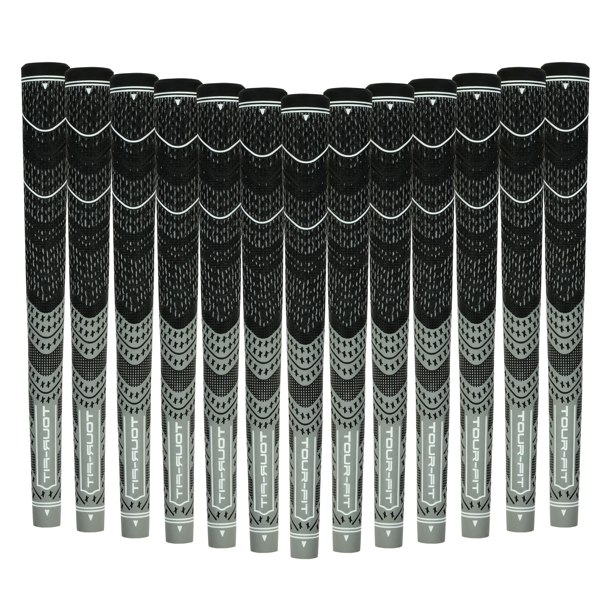 Golf Grip Tour Fit Dual Compound Premium Half Cord Golf Grips Standard Midsize Golf Grips with Golf Tape Set of 1/3/6/9/13 (Standard, Black/Gray set of 13)