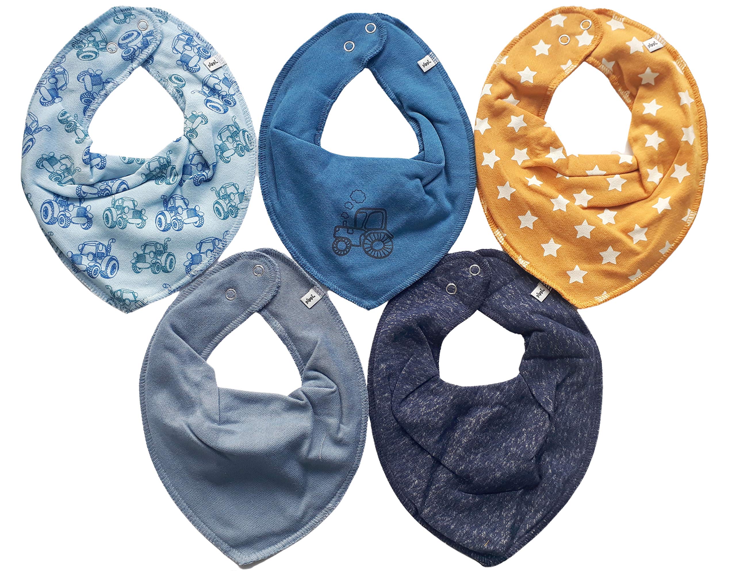Baby Halstücher 5er Sparpack PIPPI Lätzchen NEU (Star racer blau Nr. 27)