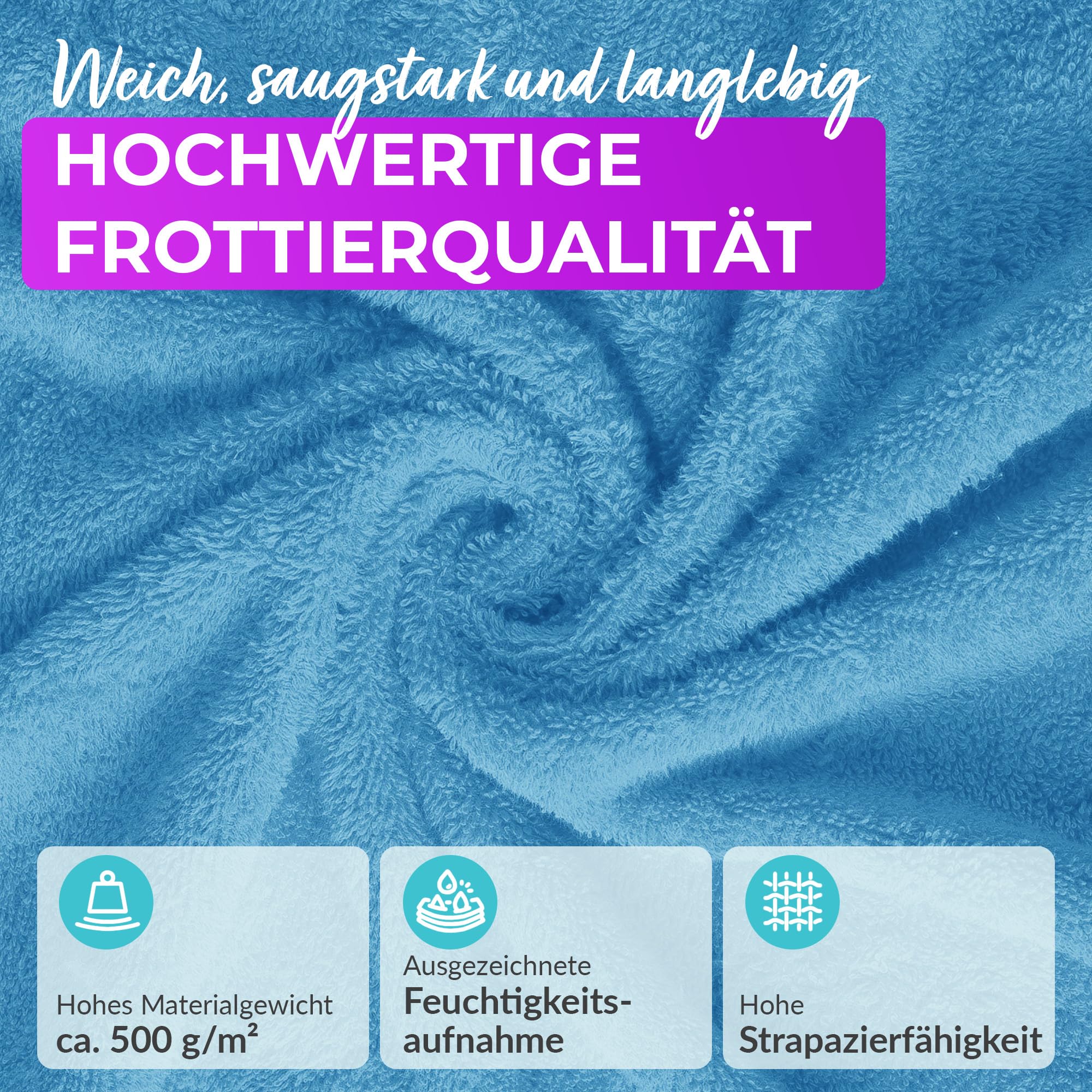 AR Line Arizona Saunatuch 100x200 cm XXL – 100% Baumwolle, 500 g/m² Frottier, extra groß, weich & saugstark, für Sauna, Strand & Wellness, in Farbe: Türkis