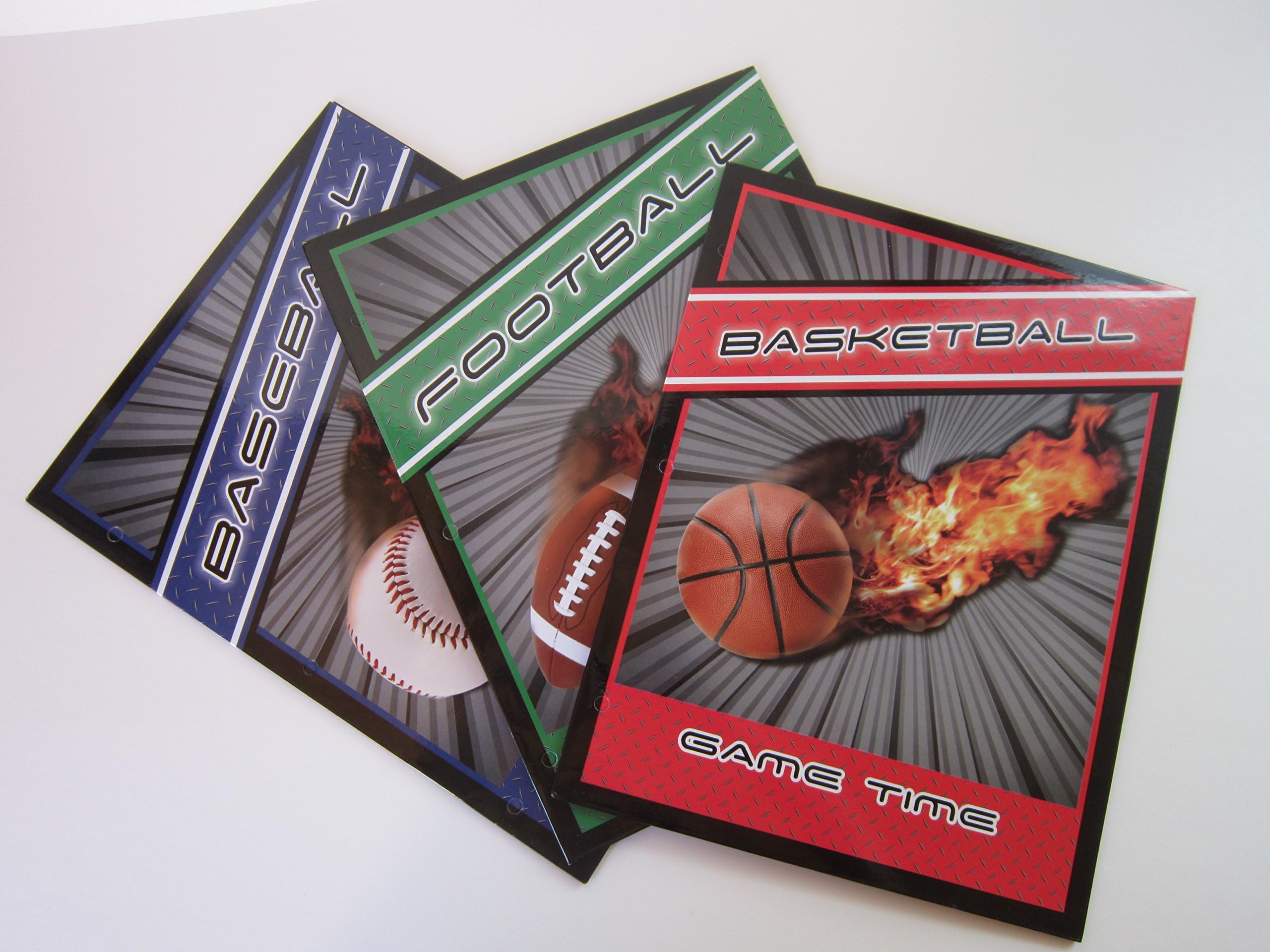 Sport Portfolio Folders Set of 3, Baseball, Football And Basketball