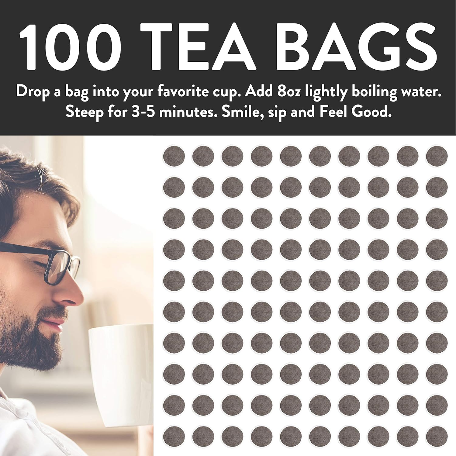 Organic Black Tea Bags | 100 Tea Bags | Eco-Conscious Tea Bags in Kraft Bag | Raw from China | by FGO : Grocery & Gourmet Food