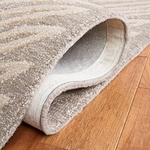 Miniatura 6 de Martha Stewart x SAFAVIEH - Colección de alfombras de área, alfombra de 2 pies 3 pulgadas x 10 pies, gamuza beige, lana y viscosa hecha a mano,