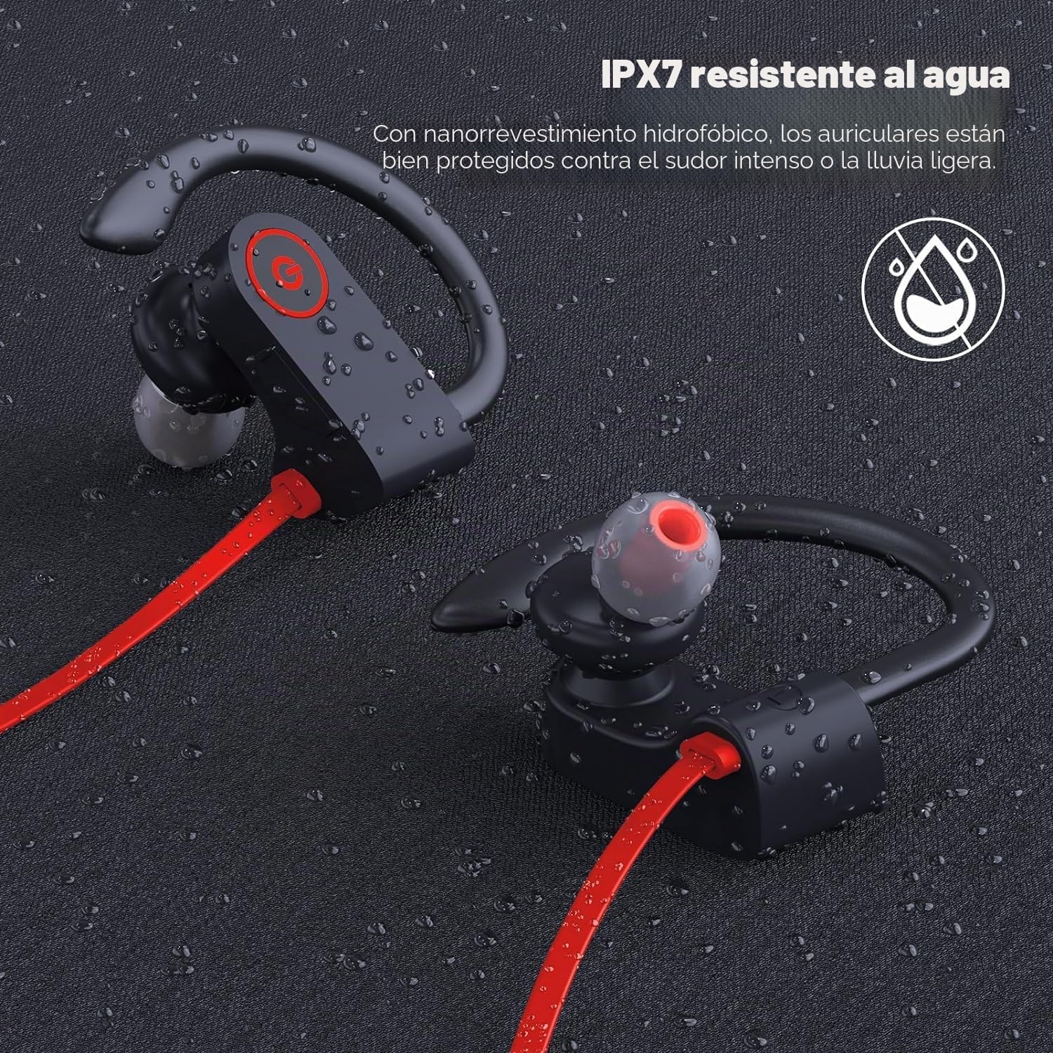 Auriculares Inalambricos Bluetooth Deportivos, Auriculares Deportivos Bluetooth, Bluetooth 5.3, Impermeabilidad IPX7 Auriculares Bluetooth para Running Ciclismo Fitness Oficina