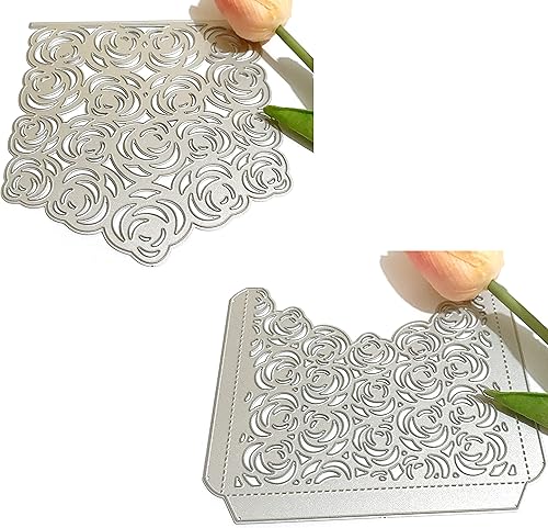 Miniatura 4 de 2 plantillas de metal troqueladas, invitación de boda, borde de rosa, plantillas cortadas para bricolaje, álbumes de recortes, álbum de fotos,