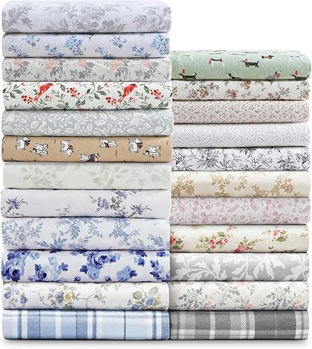 Vista 25 de Laura Ashley - Juego de sábanas de tamaño individual, juego de ropa de cama de franela de algodón, cepillado para mayor suavidad y comodidad