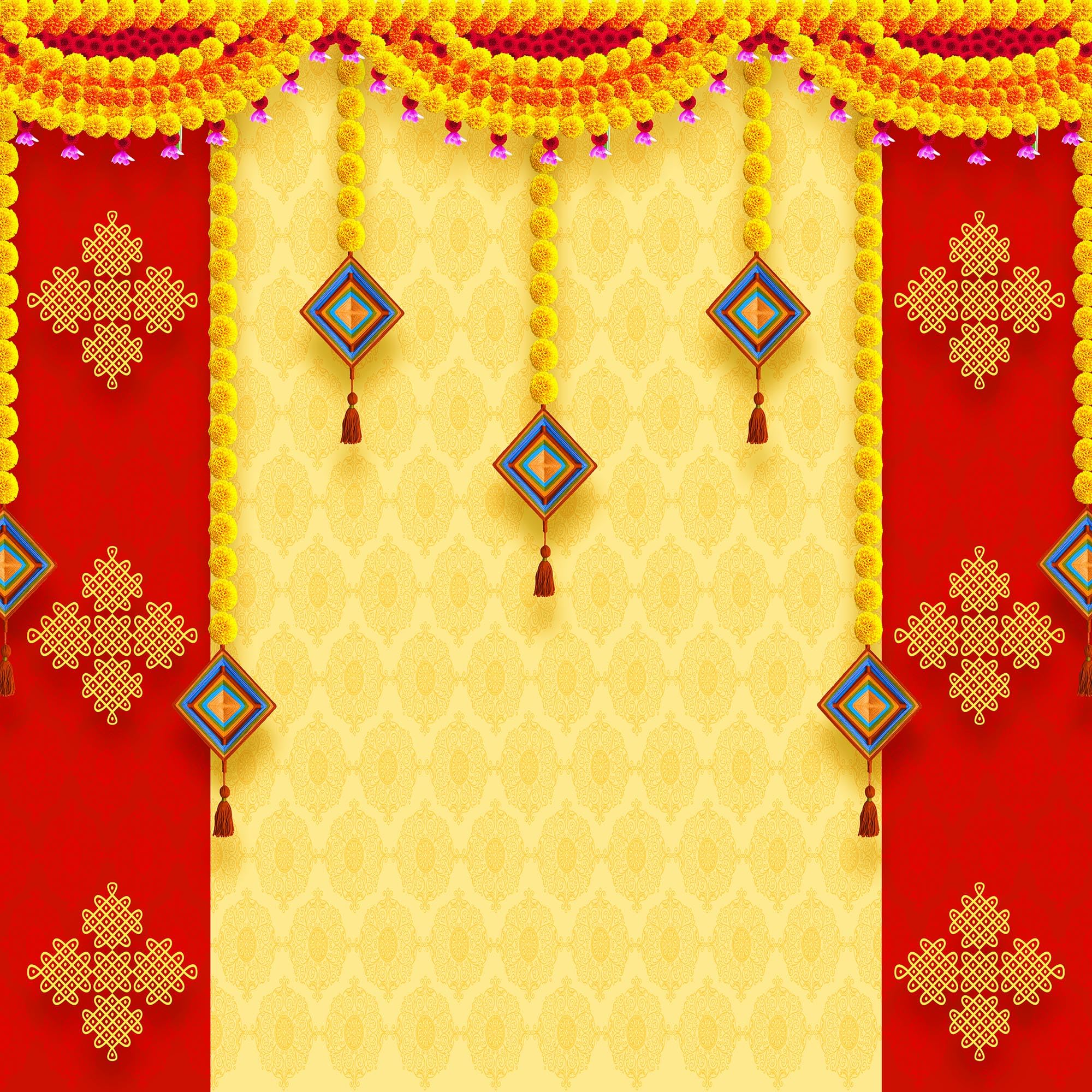 Dhara Creation Pooja Backdrop (8FT-8FT) Cloth for Pooja Decoration Traditional Background Curtain Cloth for Festival 8 Feet Height and 8 Feet Width- (Cloth Stitched from Between) (B0CQYJW117) Amazon Price History, Amazon Price Tracker