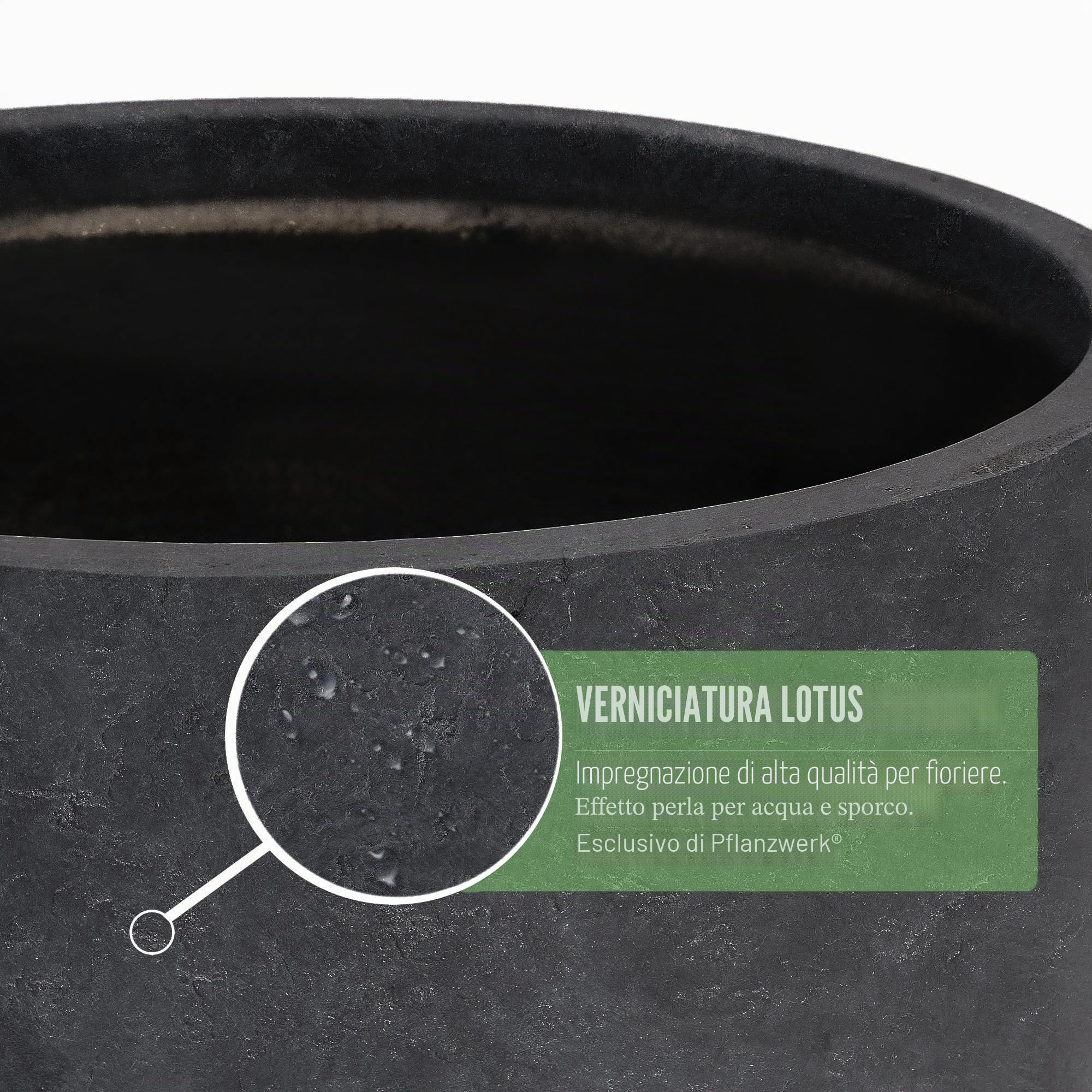 Pflanzwerk® Fioriera Vaso di Fiori Vetroresina CUP Ø27cm Lava Antracite Resistente al gelo* *Protezione UV* * Beni di qualità*