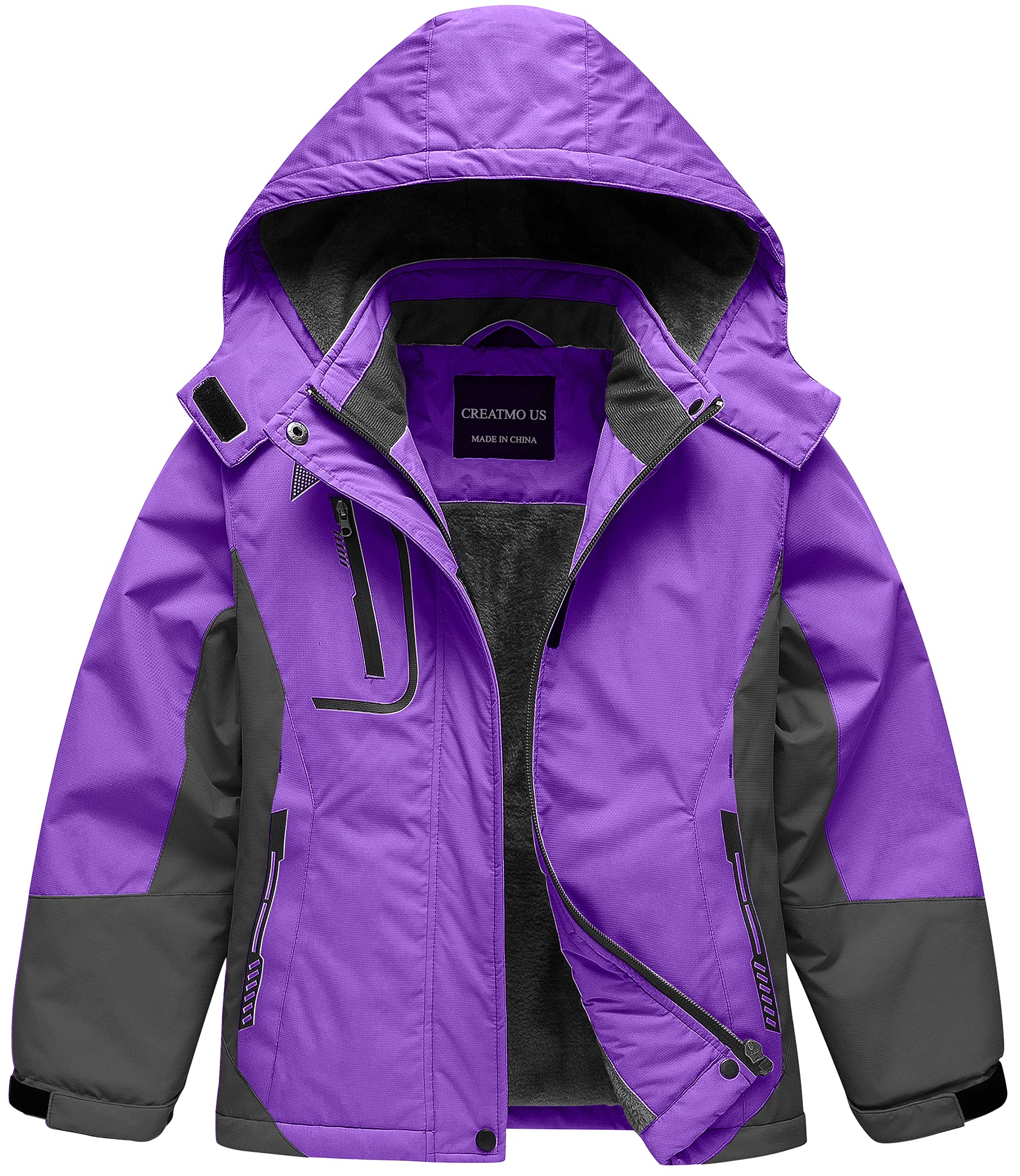 CREATMO US Girl's Waterproof Ski Jacket Warm Winter Snow Coat Windproof Snowboarding Rain Jacket