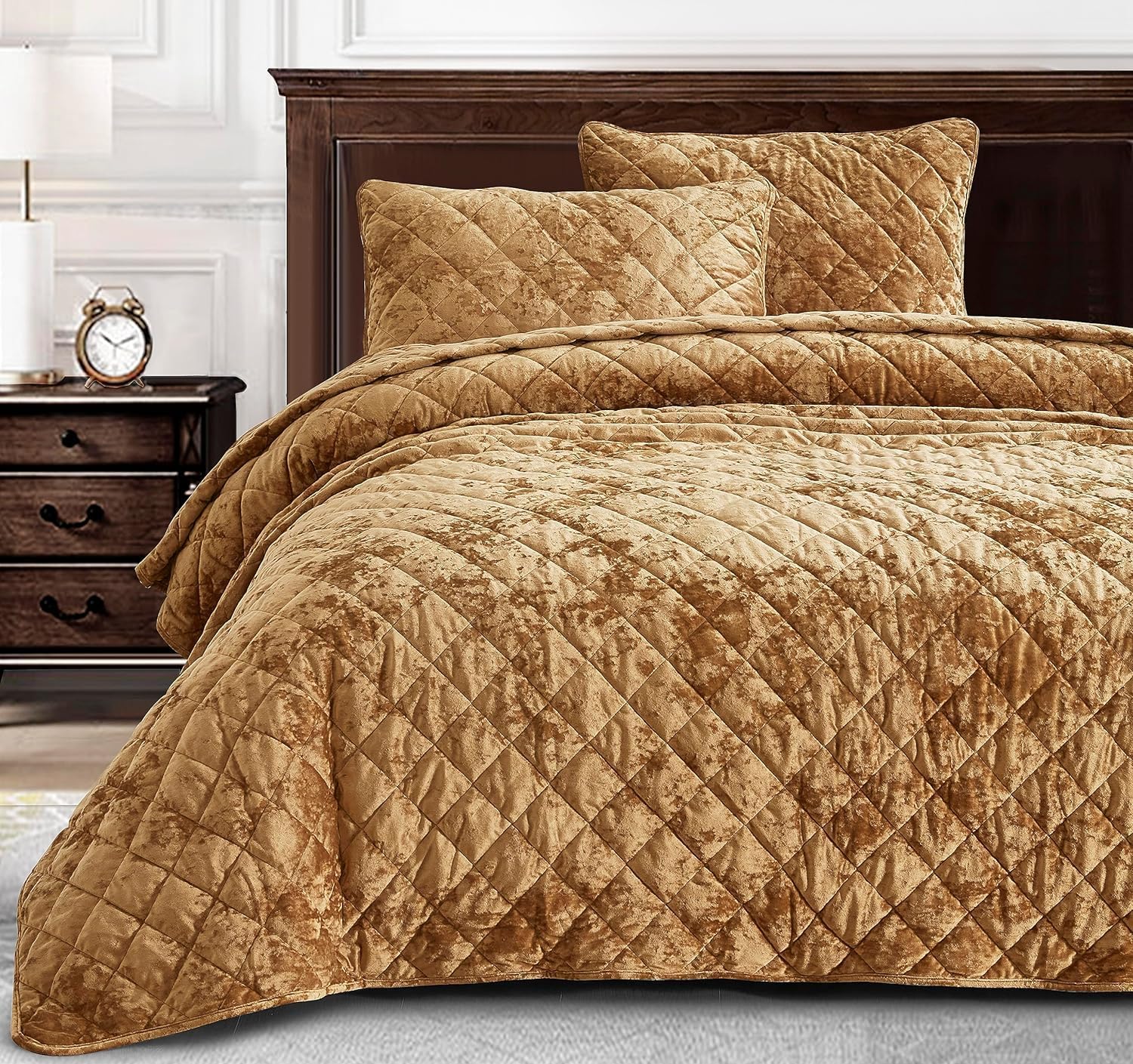 Ropa de cama de terciopelo envejecido Chezmoi Collection Lux para evitar el frío en el dormitorio