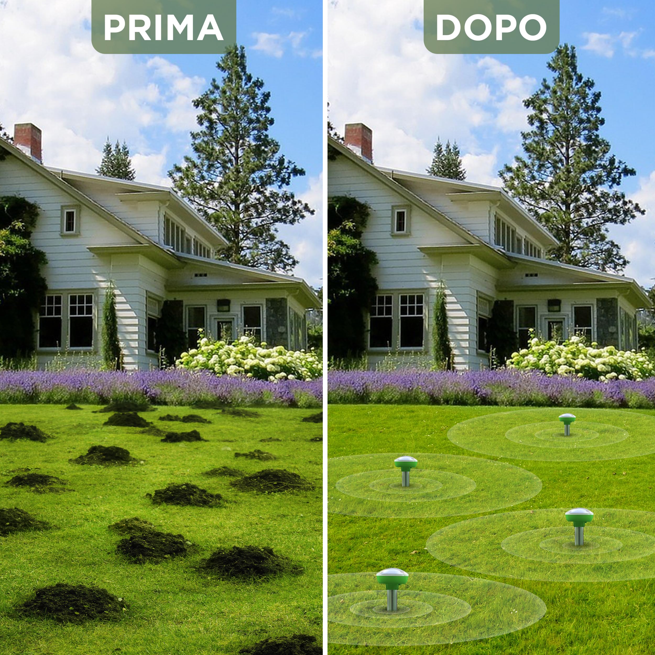 ISOTRONIC Repellente solare per talpe, arvicole e serpenti – Repellente per talpe con picchetto da giardino – Repellente per talpe con raggio d'azione effettivo di 700 m² (6 pezzi)
