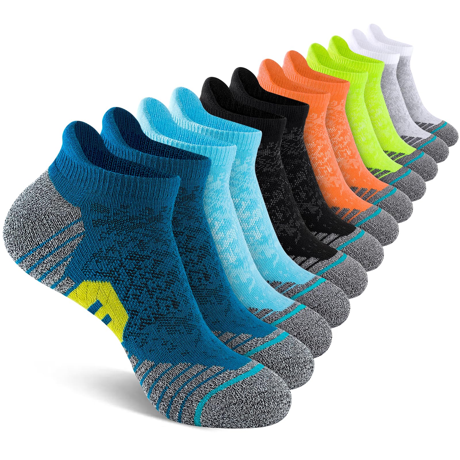 Mens Ankle Socks 6 Pairs Athletic Cushioned Socks for Men