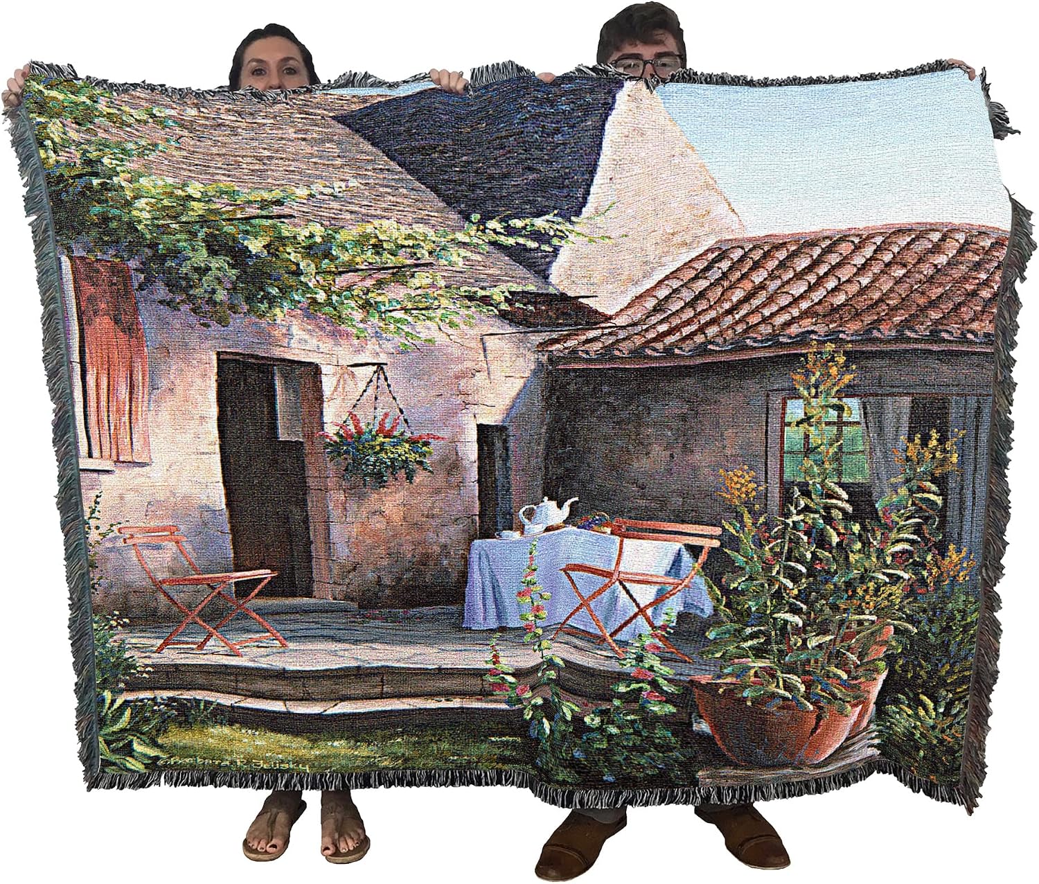 an Italian Moment Blanket by Barbara Felisky - Gift Tapestry Throw Woven from Cotton - Made in the USA (72x54)
