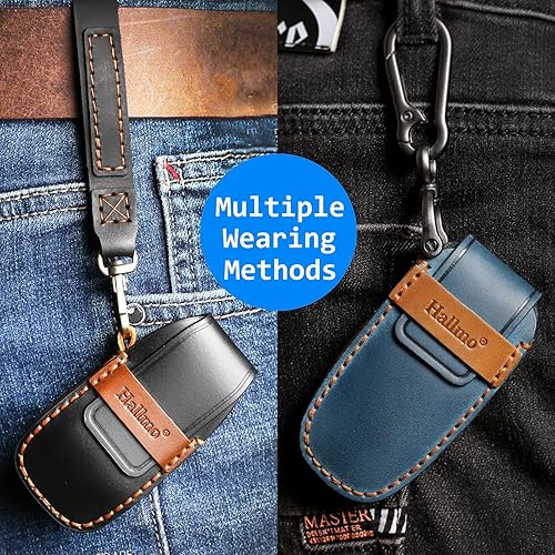 Miniatura 2 de OLLEN Funda para llavero de cuero genuino, compatible con BMW 2023 2024 2025 serie 57 740i 760i X1 X5 X6 X7 XM IX IX IX3 I5 I7, etc., con llavero de