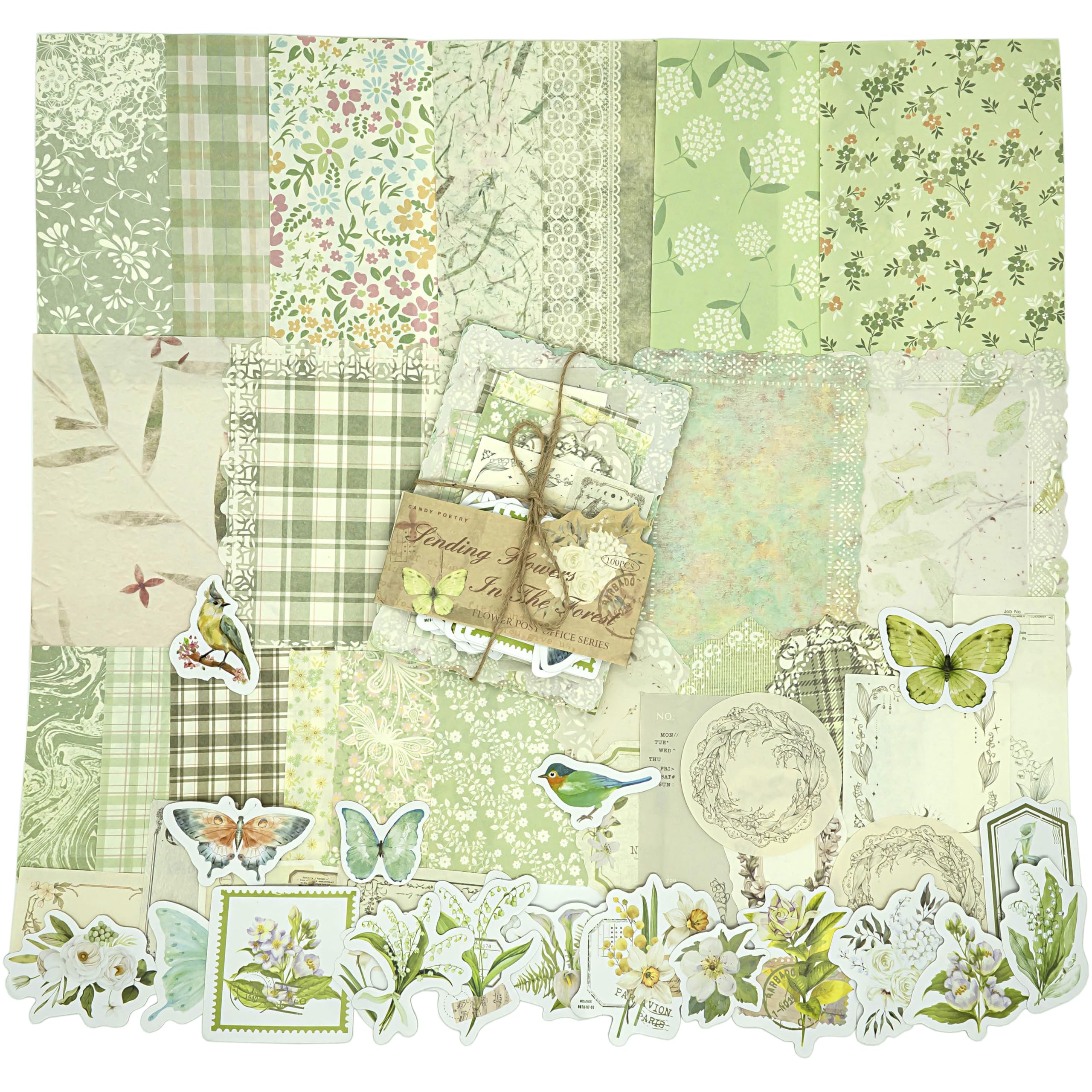 Vintage Floral Scrapbook Paper & Stickers - 400pcs -10