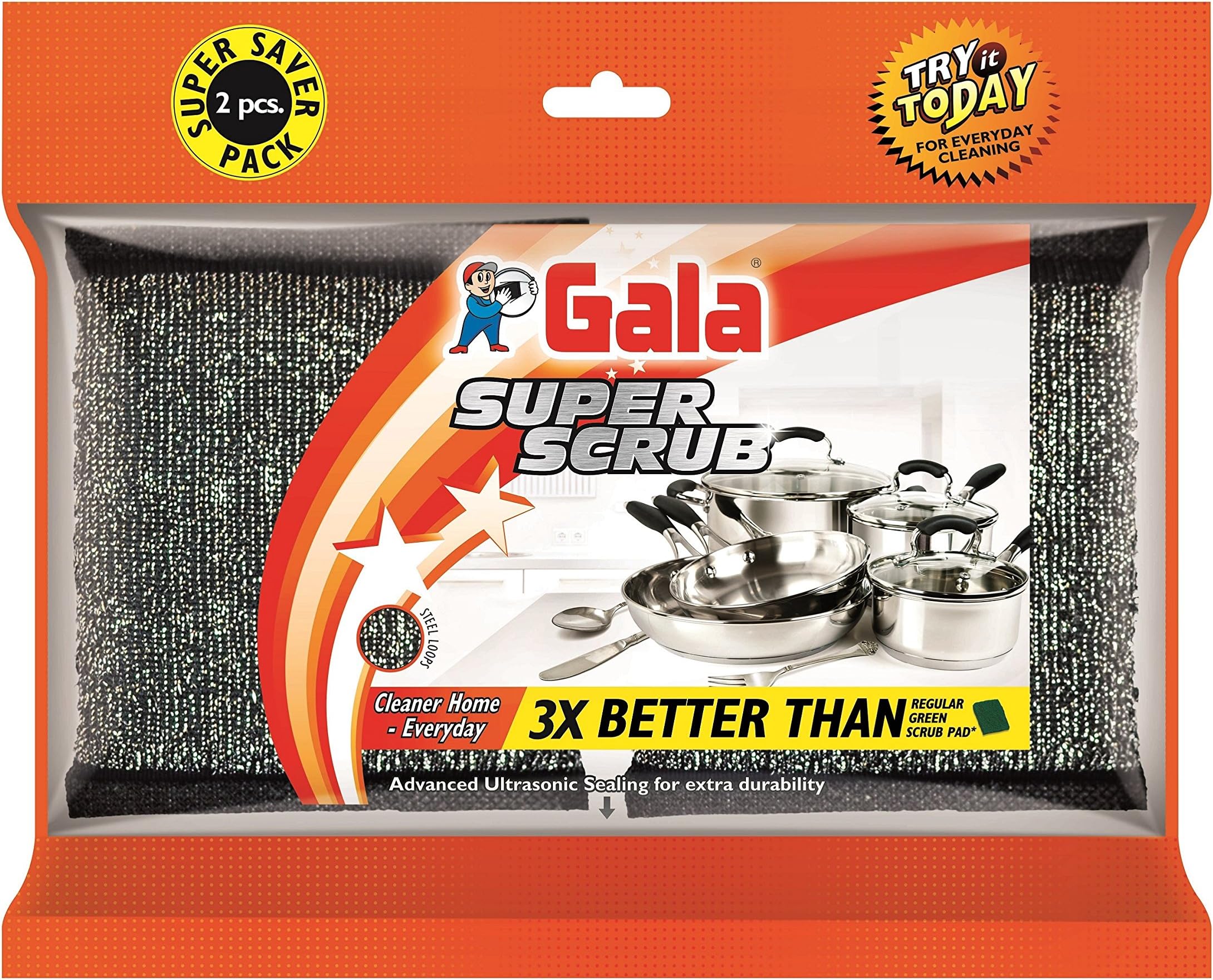 Gala Super Scrub Set (Black, 2 Pieces)