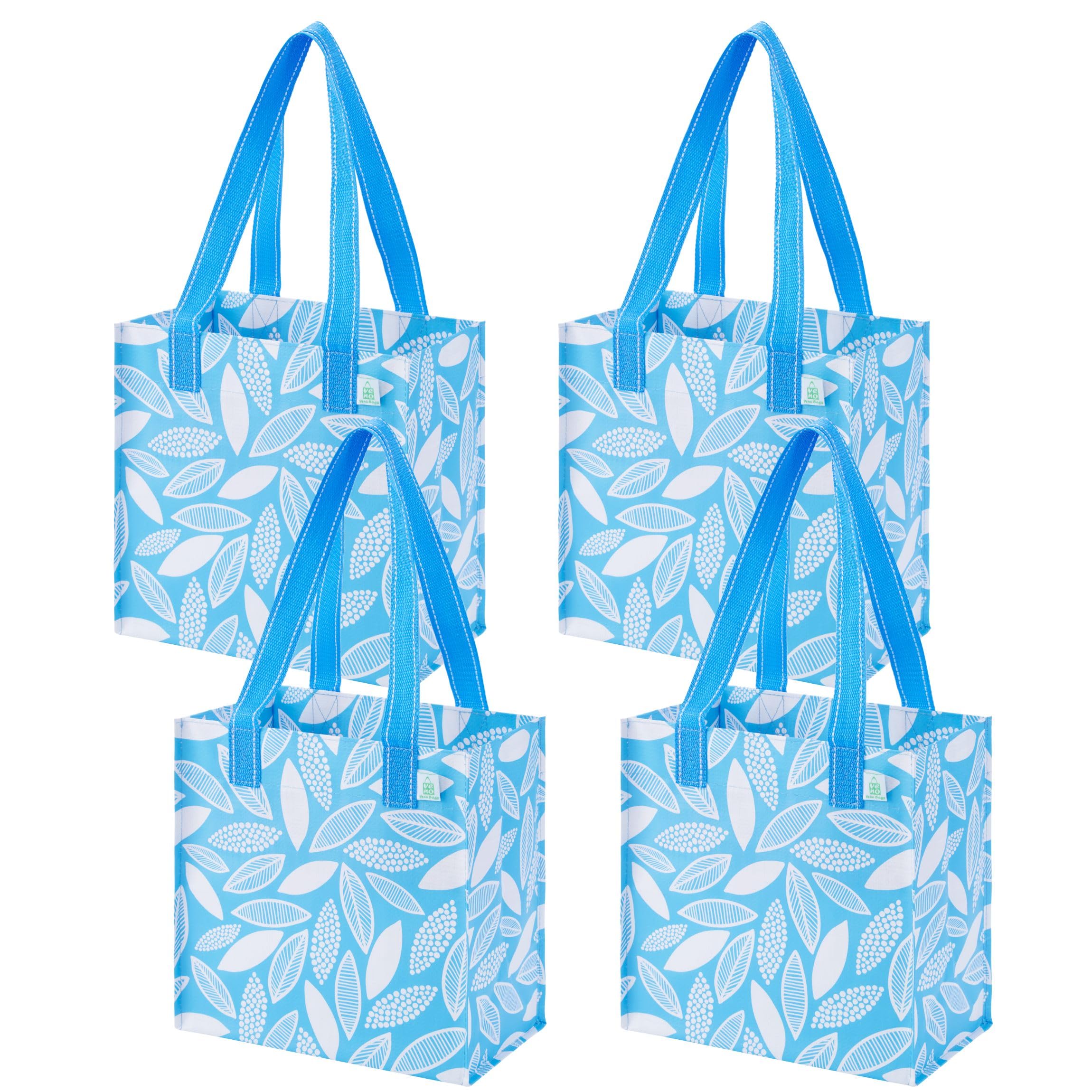 VENO 4 Pack Reusable Grocery Shopping Bag w/Hard bottom, Foldable,Multipurpose Heavy Duty Tote,Daily Utility bag (Set of 4)