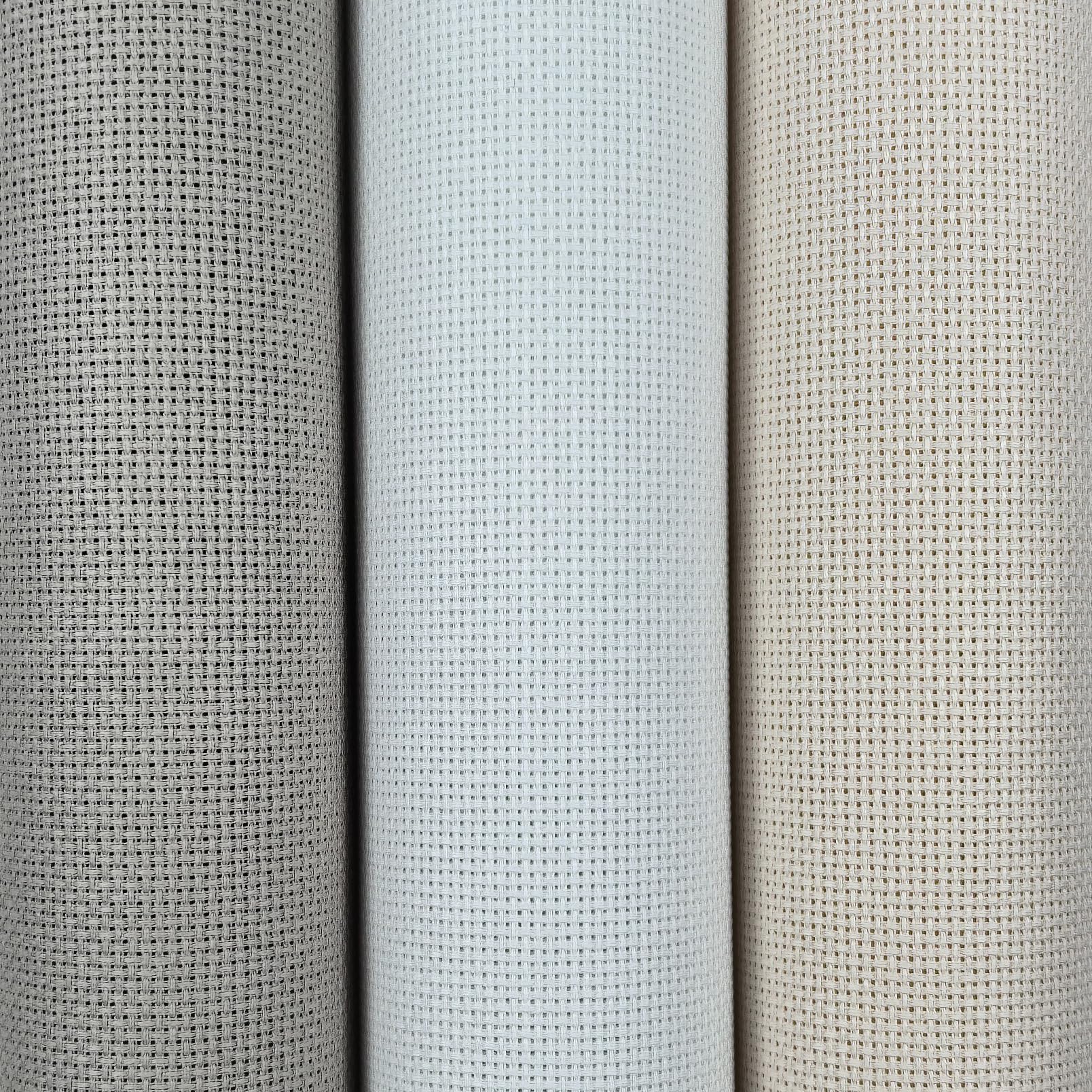 KCS 3 pc of 15" x 18"(38cmx45cm) 18 Count Cross Stitch Cotton Aida Cloth Needlework Rolled Fabric Box,18CT,Pearl Grey+White+Ecru
