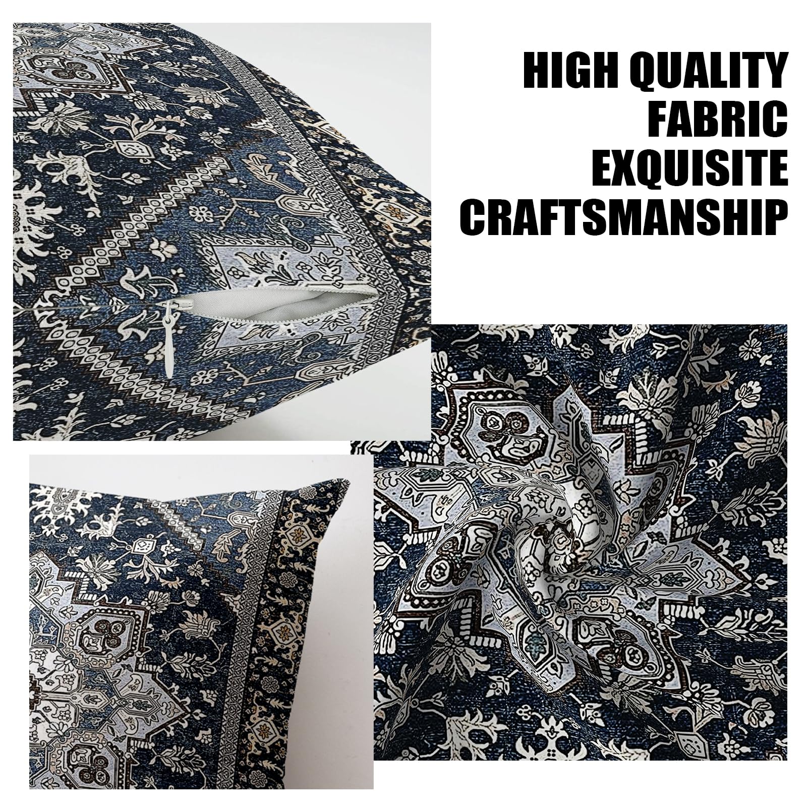 XPHZZL Pack of 2 Bohemian Style Linen Decorative Cushion Covers 55x55 cm Square Throw Pillow Covers 22x22 Inch Boho Style Pillowcases for Outdoor Home Decor Sofa Bedroom Car - Image 4