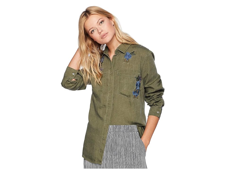 

Tribal Long Sleeve Shirt with Embroidery Detail (Alpine Green) Women's Long Sleeve Pullover