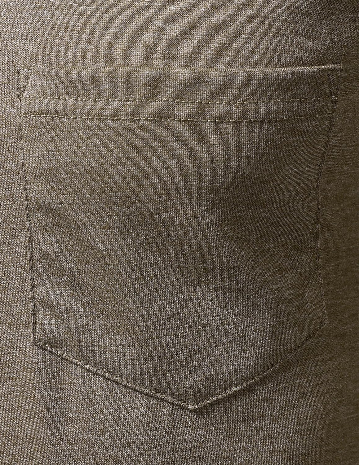 LucMatton Men's Lightweight Henley Shirt Casual Stretch Slim Fit Long Sleeve T-Shirt with Pocket - Image 5