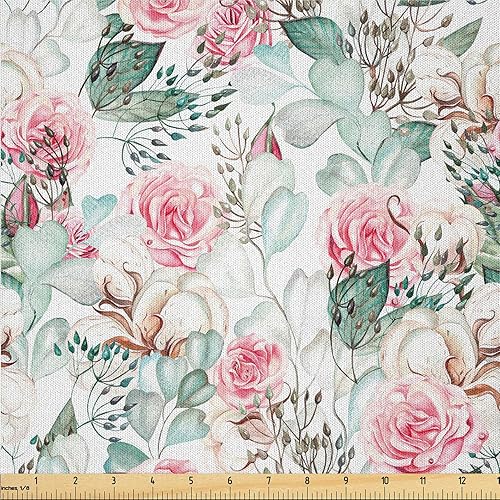 Miniatura 22 de Ambesonne The Yard, Pop Art Inspirations, Siluetas exóticas de hojas de palmera, colores ondulados, tela de microfibra para artes y manualidades,