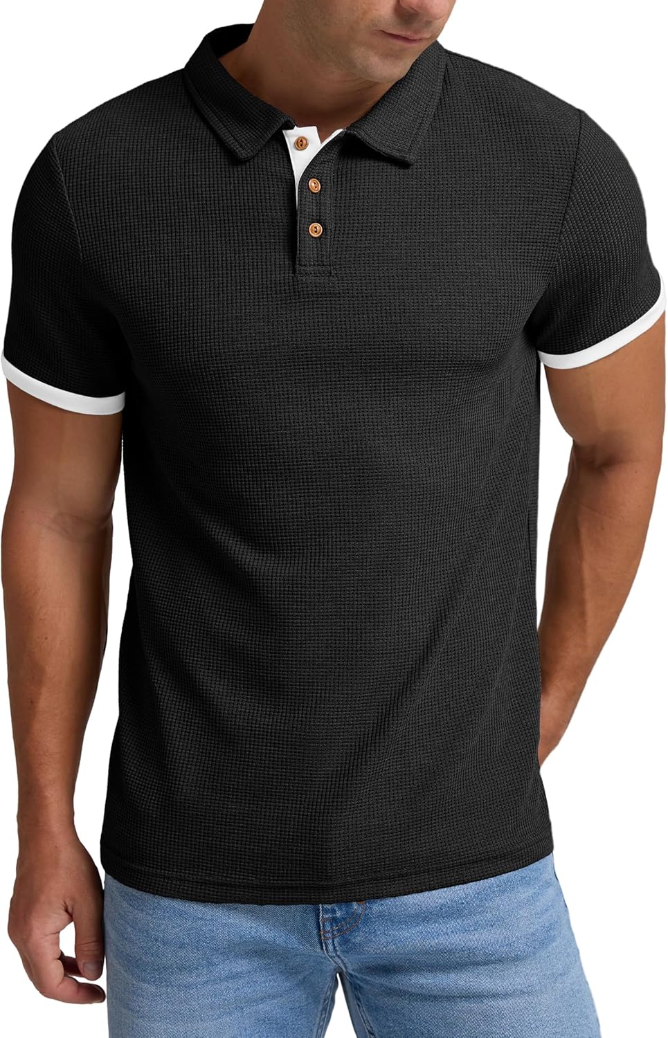Sailwind Men's Waffle Knit Short Sleeve Casual Polo Shirts - Image 4