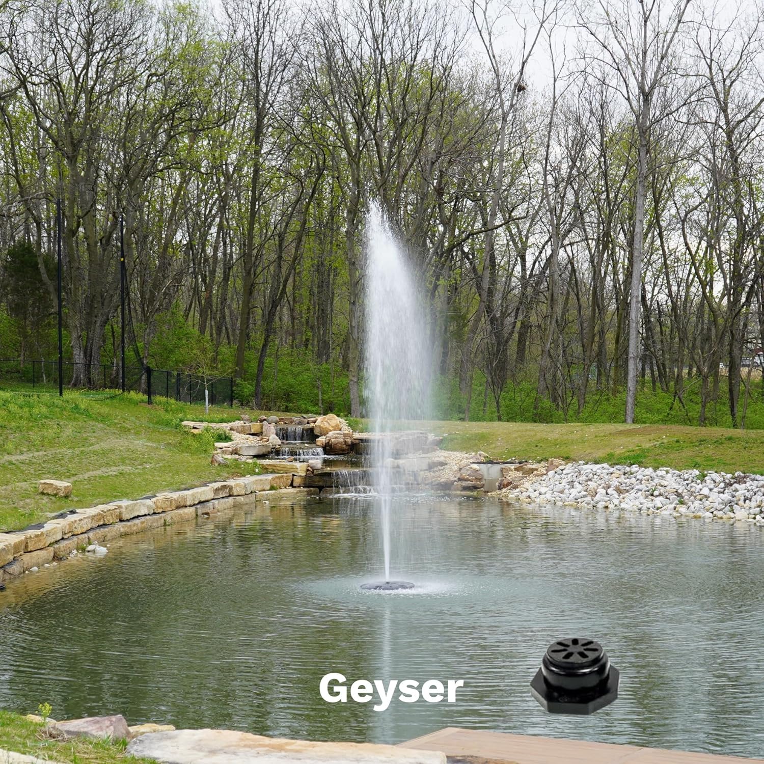 HALF OFF PONDS Floating Fountain, 1.75 HP Pond Aerator, 200 ft Cord, 14,800 GPH Water Pump, 11 Spray Patterns, Energy-Efficient, Color-Changing LED Lights, Large Ponds, Lakes & Water Gardens