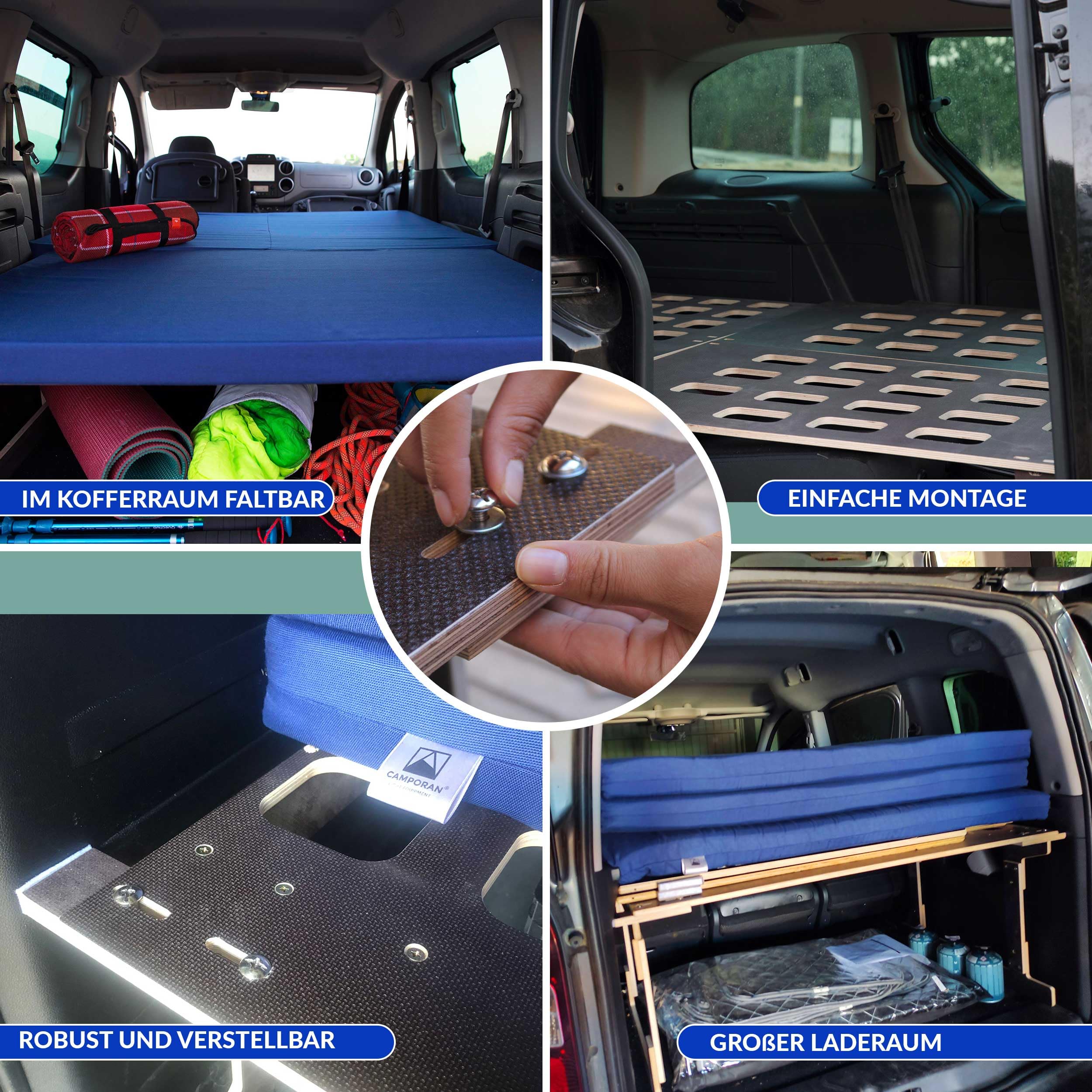 Wohnmobilbett mit Klappmatratze, Kleiner Transporter für Mehrere Fahrzeuge, Leichter Bettrahmen aus Bootsbausperrholz, Einfach zu Montieren