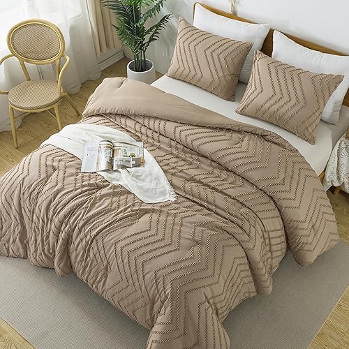 Miniatura 3 de Litanika Juego de edredón color gris pardo, tamaño Queen, juego de ropa de cama y colecciones de 3 piezas, juego de cama para todas las estaciones